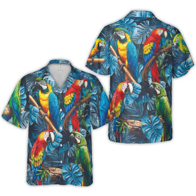 Macaw Parrot Hawaiian Shirt | Tropical Jungle Print | Breathable Woven Polyester | Vibrant Summer Vacation Gift For Him