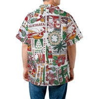 Mele Kalikimaka Hawaiian Shirt | Surfing Santa Tropical Christmas Print | Wrinkle-Resistant Polyester | Festive Gift for Him