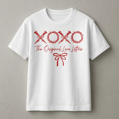 XOXO The Original Love Letters T-Shirt | Religious Christian Valentine Graphic Tee | 100% Cotton Premium Quality | Faith-Based Gift for Her