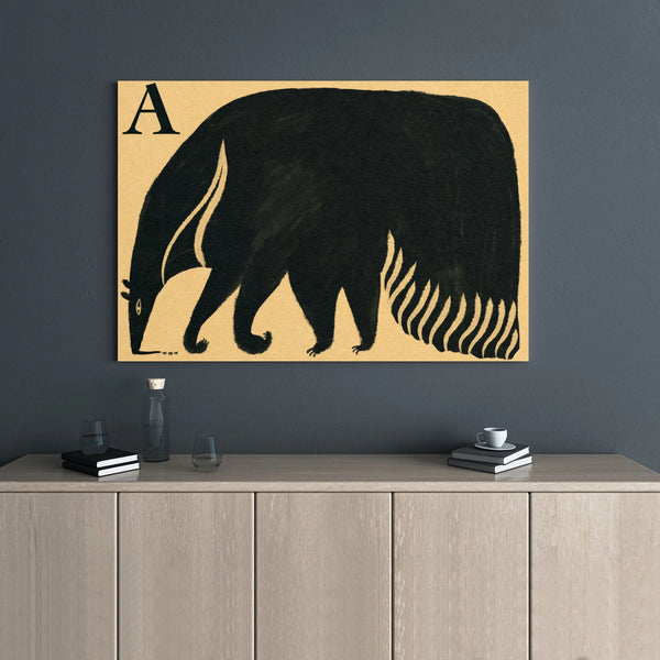 Anteater Wall Art | Minimalist Alphabet Letter A Nursery Decor | Gallery Wrap Canvas Print | Modern Animal Lover Gift