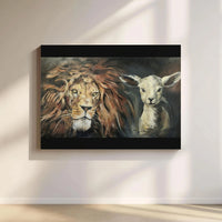 Lion and Lamb Wall Art | Christian Religious Painting Print | Premium Gallery Wrapped Canvas | Meaningful Home Decor Gift