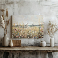 Jesus Walking With Child Canvas Print | Religious Wildflower Field Wall Art | Premium 1.25-inch Gallery Wrap | Inspirational Christian Gift for Home