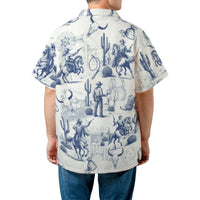 Wild West Cowboy Toile Hawaiian Shirt | Vintage Western Ranch Design | Breathable Woven Polyester | Unique Gift for Him