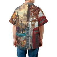 London Landmarks Hawaiian Shirt | Big Ben & Tower Bridge Collage | Premium Breathable Polyester | Travel Gift for United Kingdom Lovers