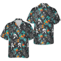 Ice Hockey Tropical Hawaiian Shirt | Floral Sports Button Down | Premium Lightweight Polyester | Unique Hockey Fan Summer Gift For Men