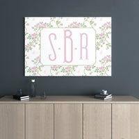 Personalized Monogram Canvas Wall Art | Custom Initial Floral Rose Design | Gallery Wrapped Premium Quality | Elegant Home Decor Gift for Women