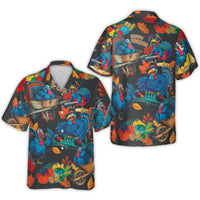 Thanksgiving Hawaiian Shirt | Funny DJ Turkey Party Print | Lightweight Woven Polyester | Unique Holiday Gift for Men