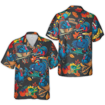 Thanksgiving Hawaiian Shirt | Funny DJ Turkey Party Print | Lightweight Woven Polyester | Unique Holiday Gift for Men