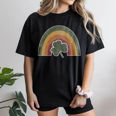 St Patrick's Day Shamrock T-Shirt | Retro Rainbow Graphic Tee | 100% Cotton Premium Quality | Lucky Irish Gift for Women and Men
