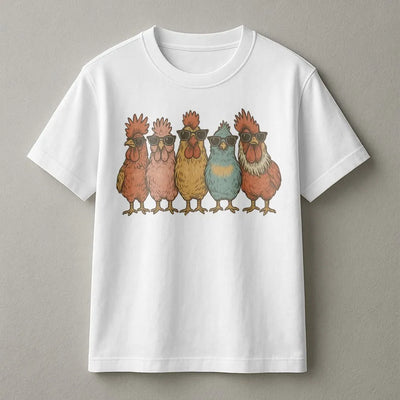 Cool Chicken T-Shirt | Funny Chickens Wearing Sunglasses Graphic | Premium 100% Cotton Tee | Gift for Farmers and Chicken Lovers