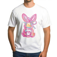 Easter Bunny T-Shirt | Abstract Watercolor Rabbit With Pink Bow | Premium 100% Cotton Tee | Spring Festival Gift For Women And Kids